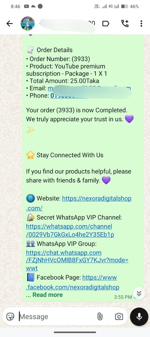Payment proof screenshot